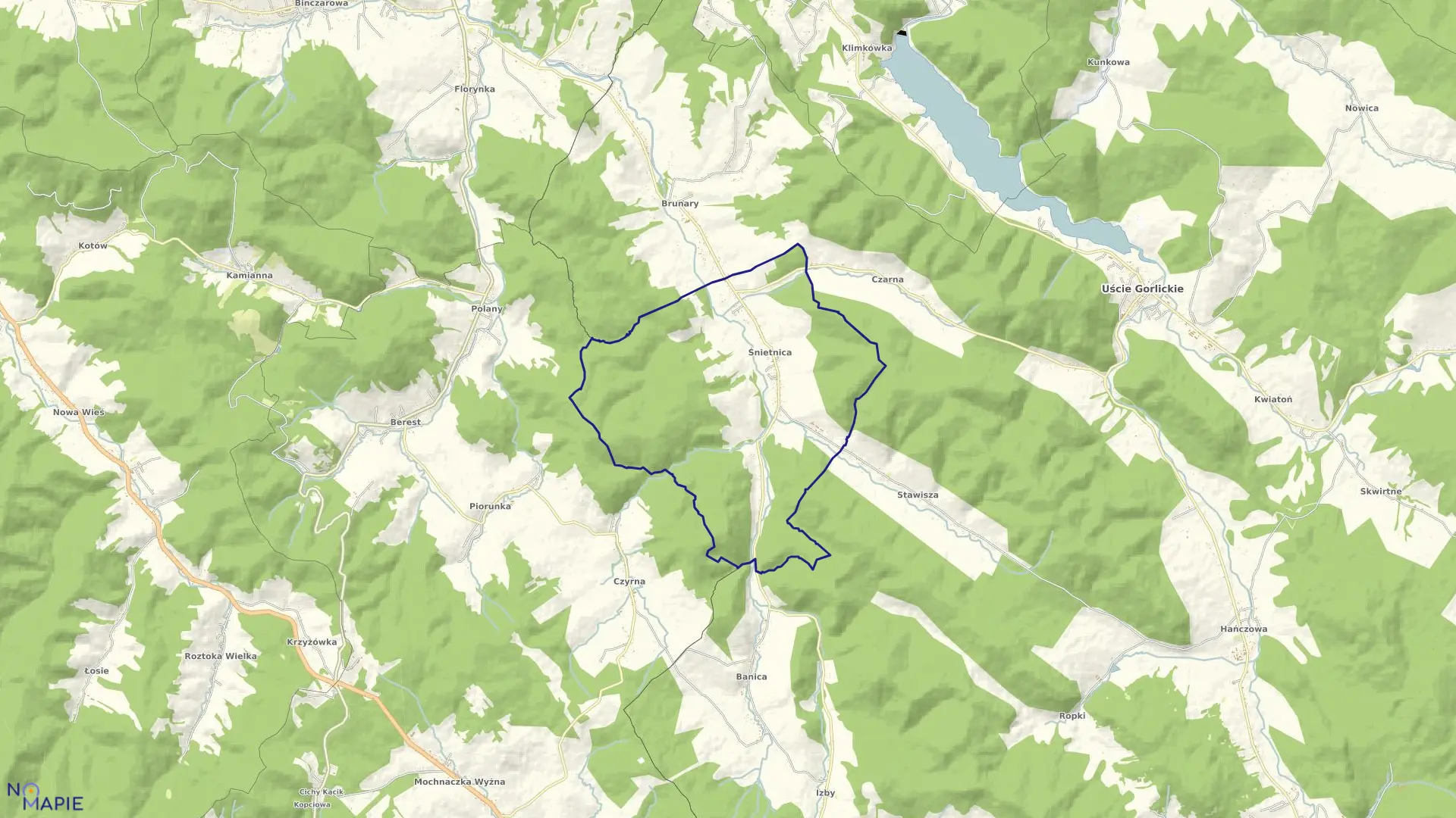 Mapa obrębu Śnietnica w gminie Uście Gorlickie